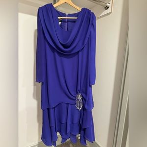 Night Moods Samantha Dark Purple 16W Dress Vintage 1980s